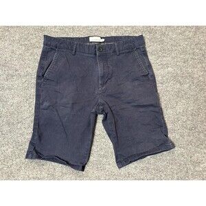 Topman Chino Shorts Mens 32 Blue Canvas Flat Front 11" Inseam Casual Summer